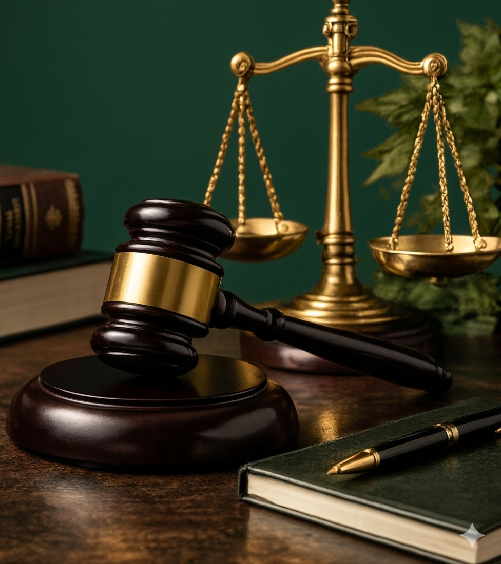 Mazo de juez y balanza de la justicia